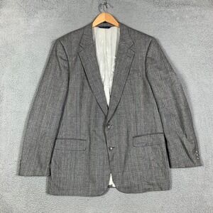 Vintage Burberrys Sport Coat Men's Actual 48L Gray Plaid Two Button Notch Lapel
